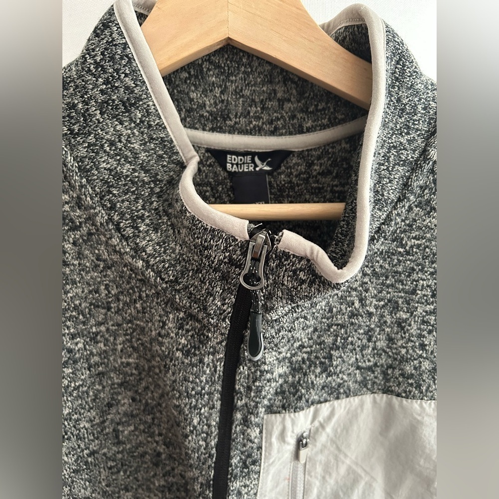 Eddie Bauer Gray Knit Oversized Granola Vest XXL Outdoor Granpa - Picture 8 of 14